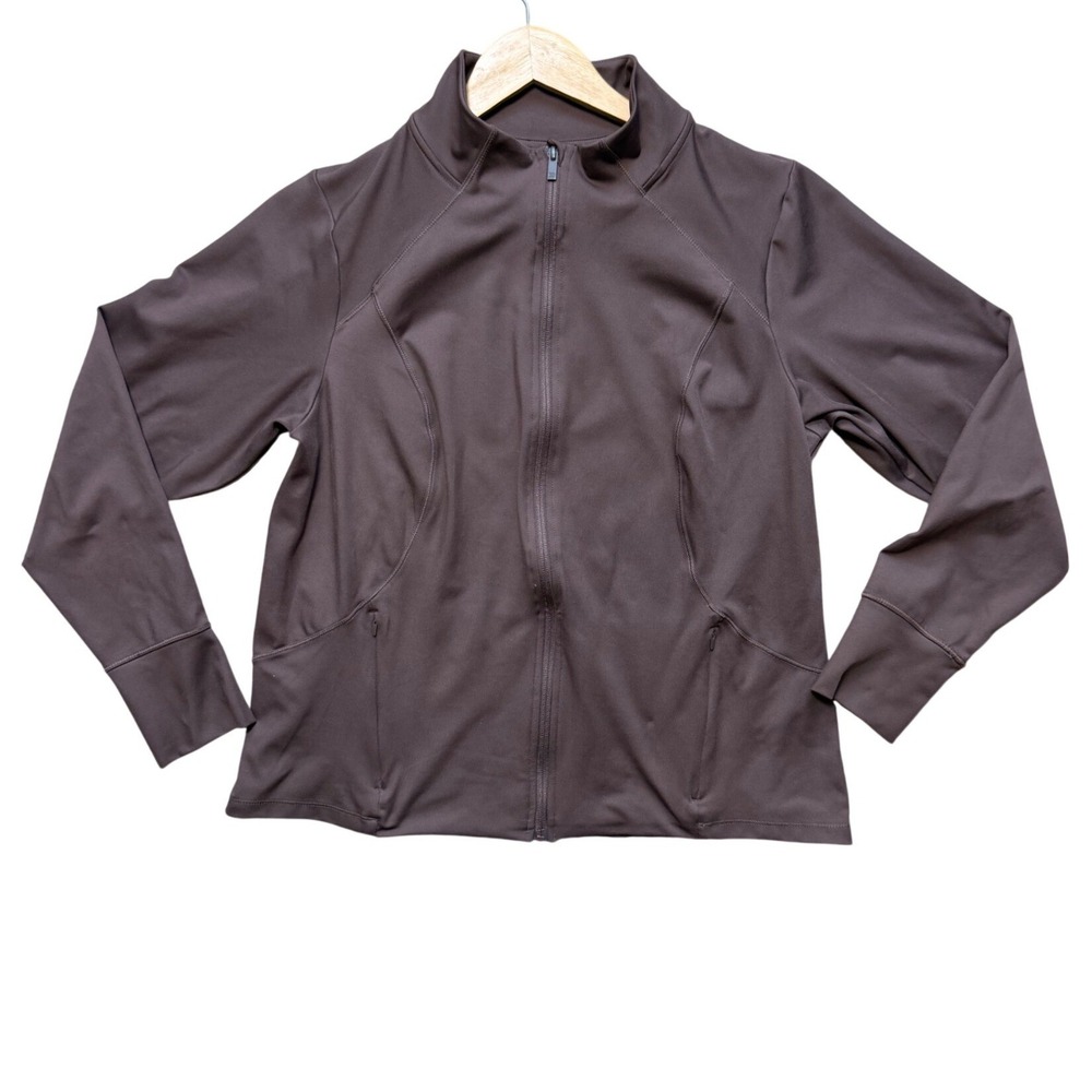 All in Motion Jacket Womens XXL Full Zip Brown Thumbhole Stretch EUC